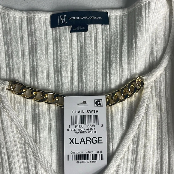 I.N.C. INTERNATIONAL CONCEPTS
Women's Chain-Detail Ribbed Sweater/ White XL - Picture 9 of 10